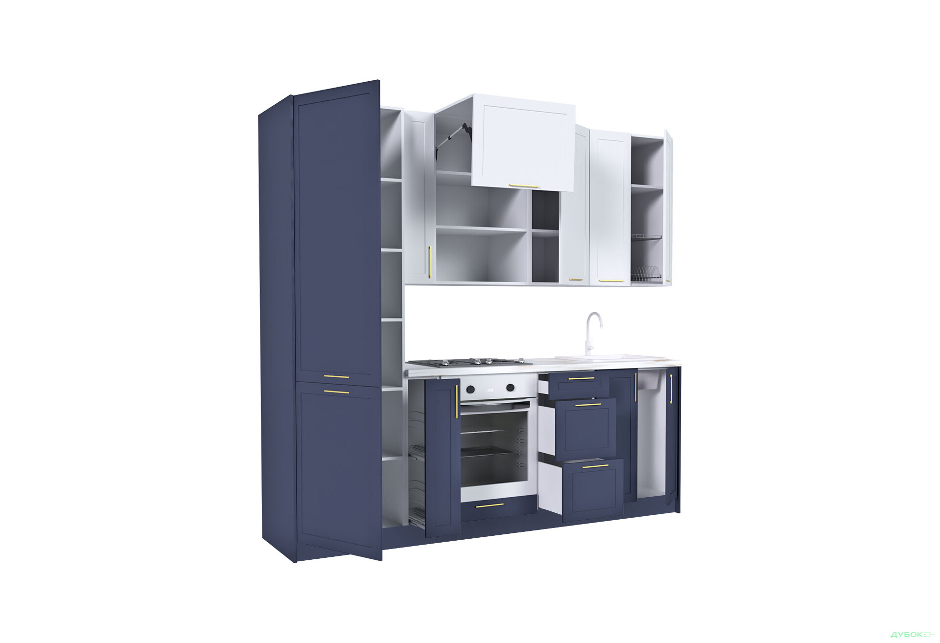 Кухня MiroMark Вінтаж / Vintage 240 см блакитний напівмат / білий напівмат - Зображення 4 Зображення 4 - Кухня MiroMark Вінтаж / Vintage 240 см блакитний напівмат / білий напівмат