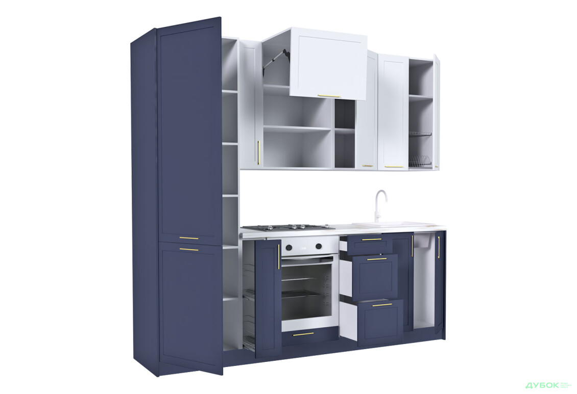Кухня MiroMark Вінтаж / Vintage 240 см блакитний напівмат / білий напівмат - Зображення 4 Зображення 4 - Кухня MiroMark Вінтаж / Vintage 240 см блакитний напівмат / білий напівмат