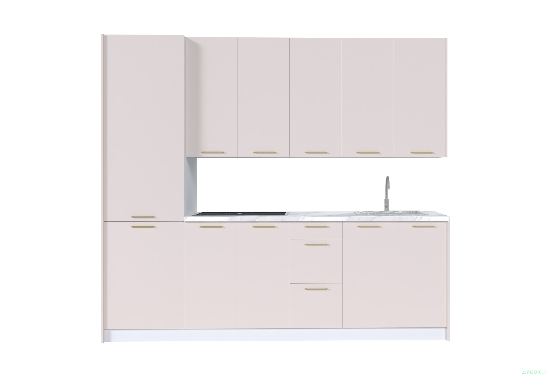 Кухня MiroMark Лео / Leo 260 см, білий / кашемір, ручки золото - Зображення 4 Зображення 4 - Кухня MiroMark Лео / Leo 260 см, білий / кашемір, ручки золото