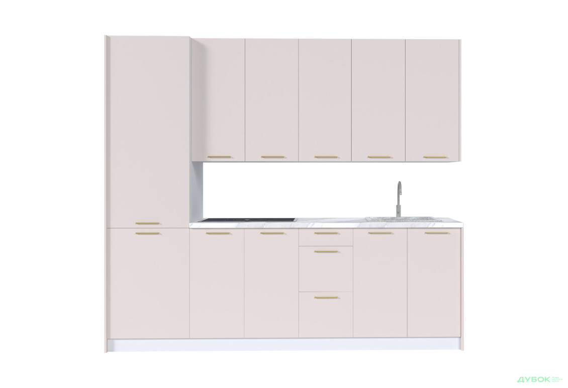 Кухня MiroMark Лео / Leo 260 см, білий / кашемір, ручки золото - Зображення 4 Зображення 4 - Кухня MiroMark Лео / Leo 260 см, білий / кашемір, ручки золото