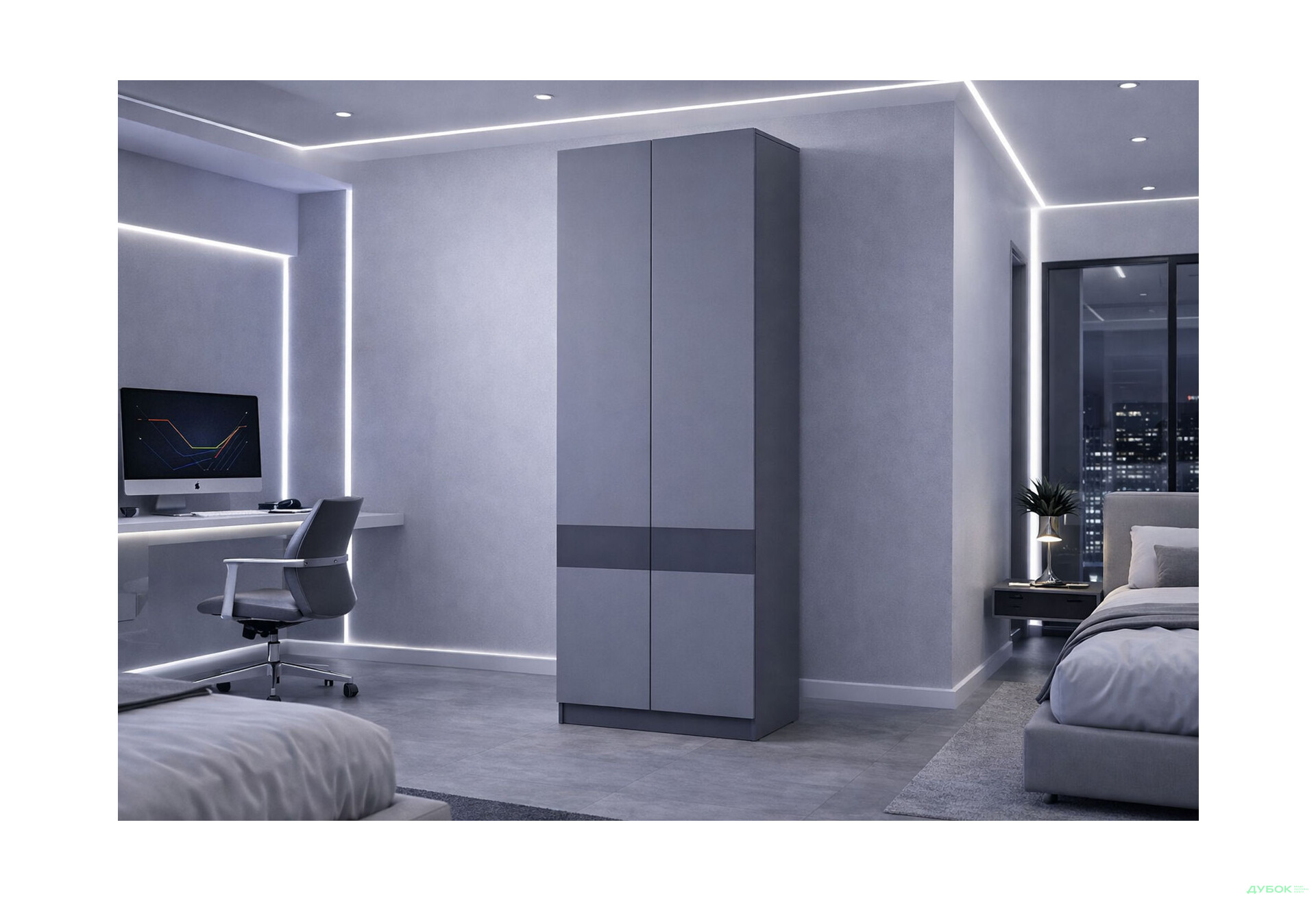 Изображение 2 - Шкаф Doros Сола 2-дверный 60 см графит / серый