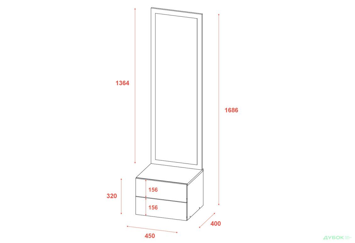 Изображение 4 - Тумба с зеркалом Doros Сола 45 см, дуб сонома
