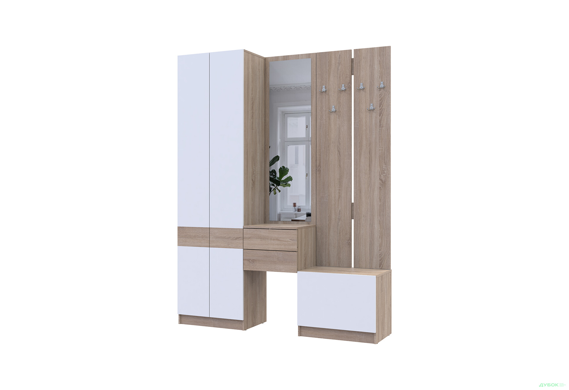 Изображение 2 - Прихожая Сола Doros 165 см, дуб сонома / белый