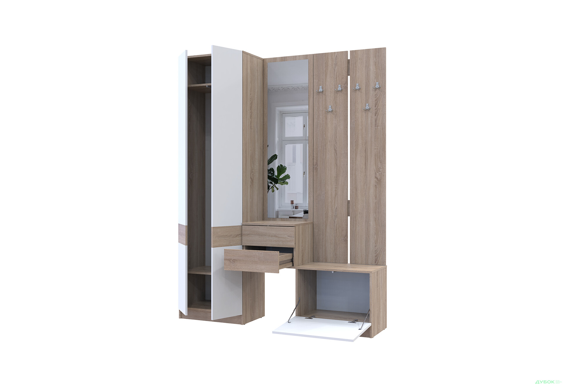 Изображение 4 - Прихожая Сола Doros 165 см, дуб сонома / белый