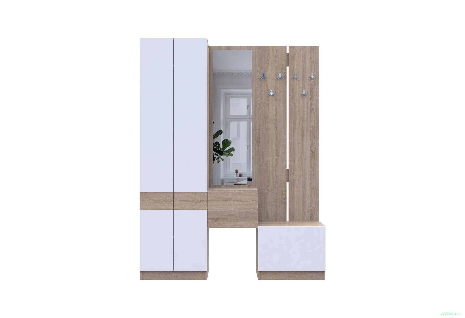 Изображение 3 - Прихожая Сола Doros 165 см, дуб сонома / белый