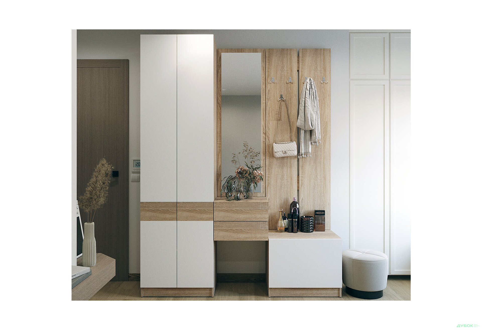 Изображение 1 - Прихожая Сола Doros 165 см, дуб сонома / белый