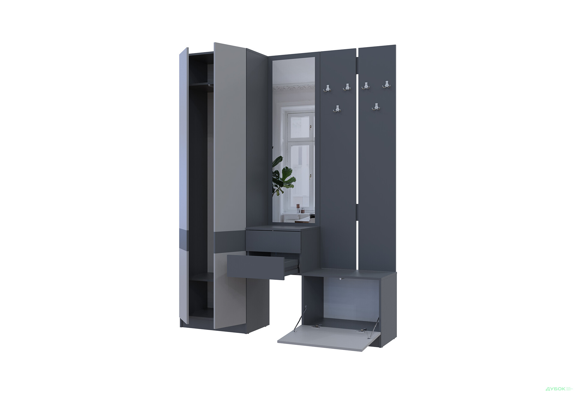 Изображение 4 - Прихожая Сола Doros 165 см, графит / серый