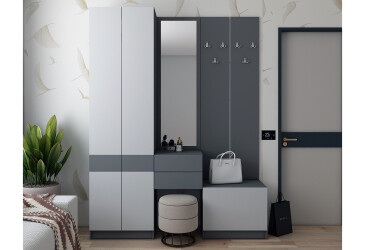Прихожая Сола Doros 165 см, графит / серый