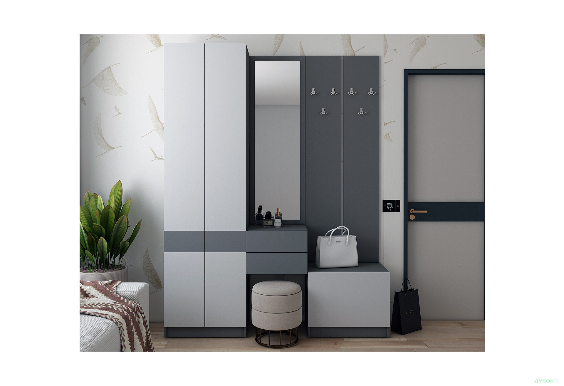 Изображение 1 - Прихожая Сола Doros 165 см, графит / серый