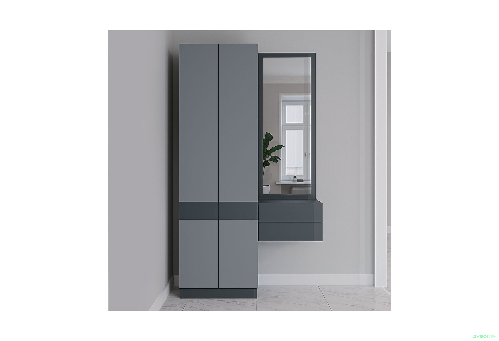 Зображення 1 - Передпокій Сола Doros з шафою 105 см, графіт / сірий