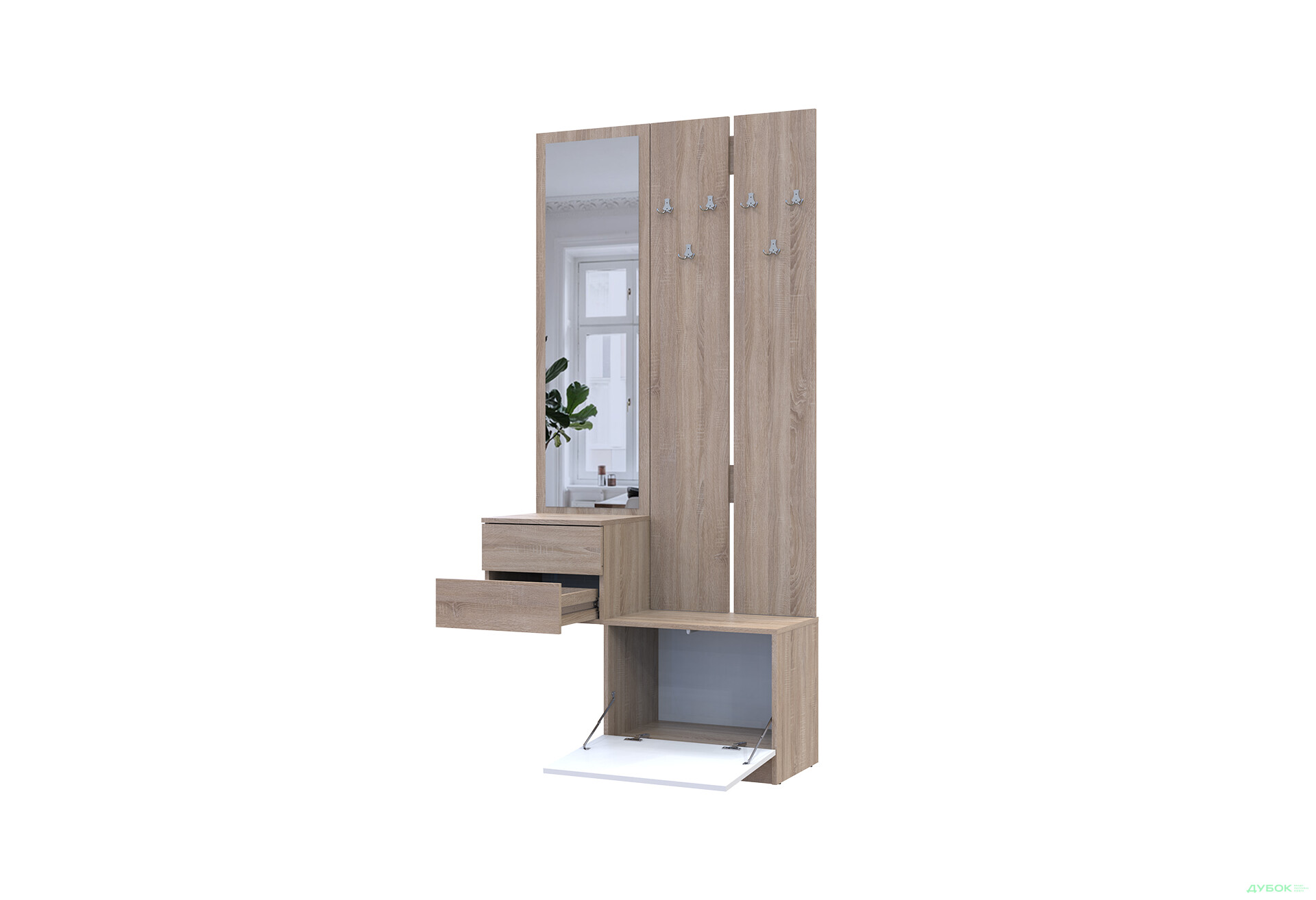 Зображення 3 - Передпокій Сола Doros 105 см, дуб сонома / білий