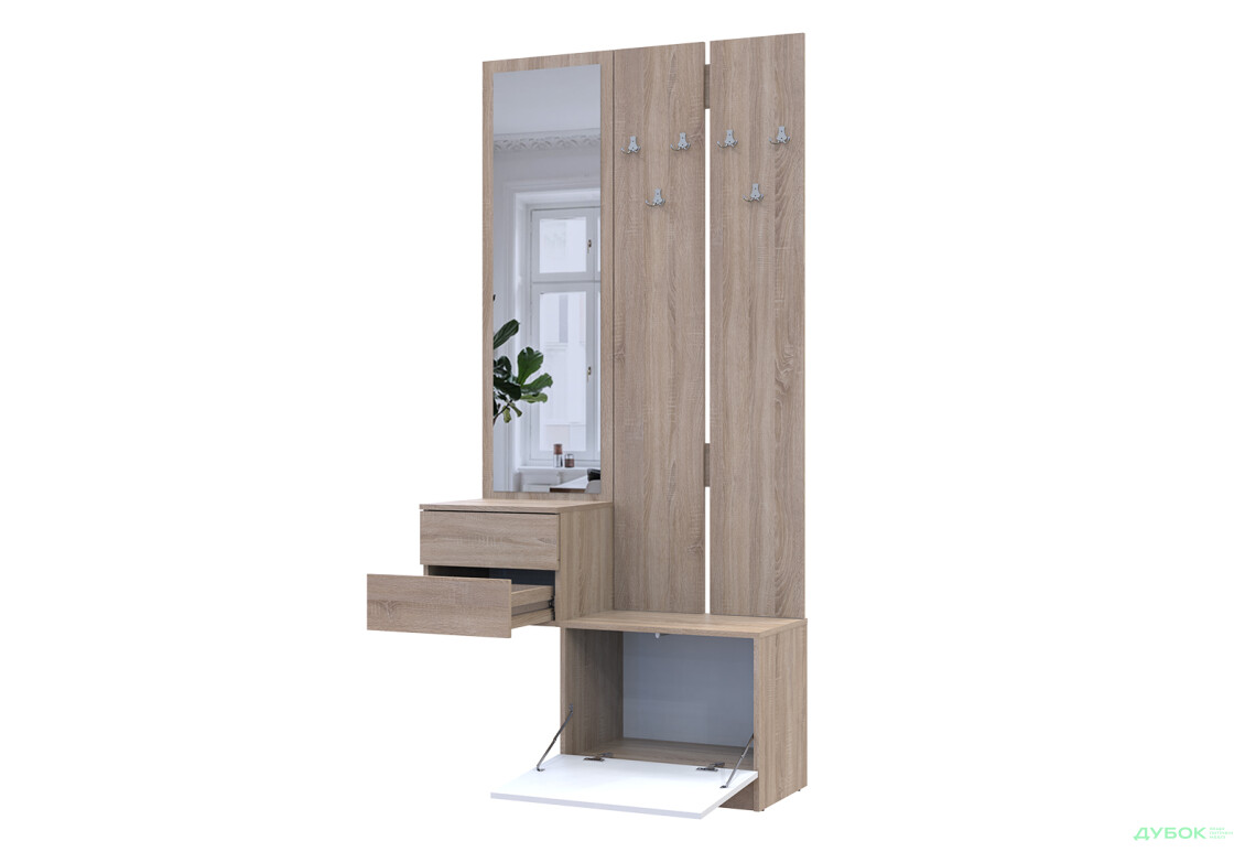 Зображення 3 - Передпокій Сола Doros 105 см, дуб сонома / білий