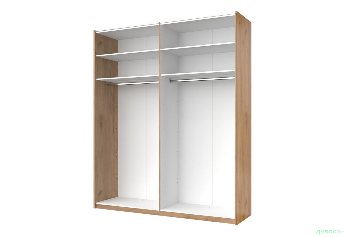 Шафа-купе MiroMark Асті 2-дверна 200х240 см фасади Дуб крафт/ Глянець Білий серія Н - Зображення 2 Зображення 2 - Шафа-купе MiroMark Асті 2-дверна 200х240 см фасади Дуб крафт/ Глянець Білий серія Н