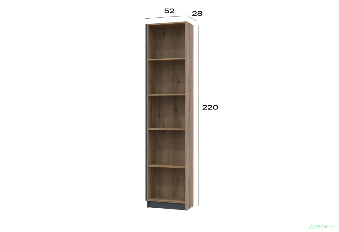 Зображення 5 - Етажерка Doros Дейл 52 см, графіт / дуб евок