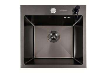 Кухонна мийка 45*45 Valeso Handmade PVD чорна (сифон крулий 3,0/0,8) Платинум