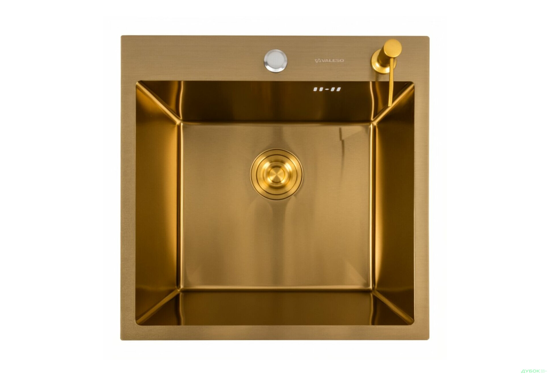 Изображение 2 - Кухонна мийка 50*50 PVD Gold Valeso Handmade (сифон круглий, 3,0/0,8) Платинум
