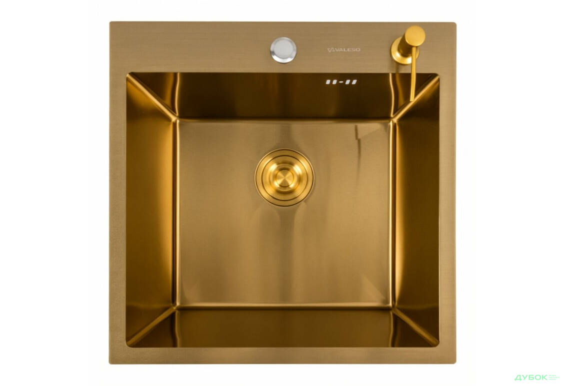 Изображение 2 - Кухонна мийка 50*50 PVD Gold Valeso Handmade (сифон круглий, 3,0/0,8) Платинум