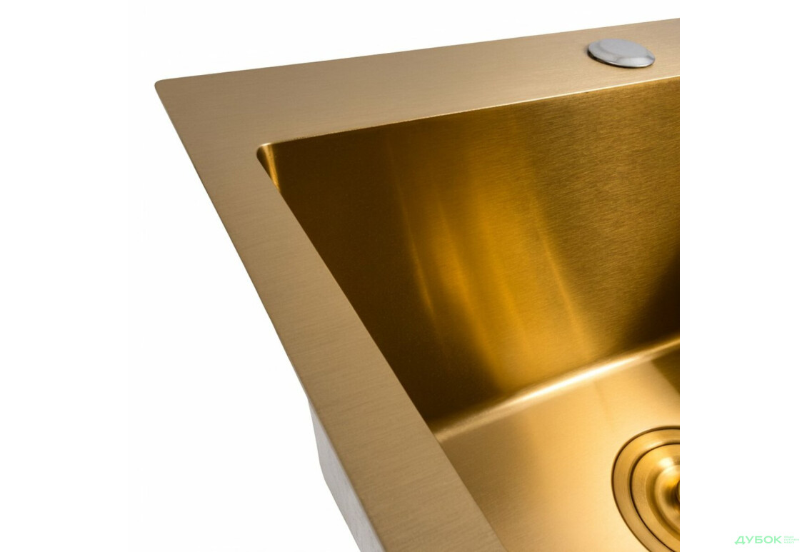 Изображение 4 - Кухонна мийка 50*50 PVD Gold Valeso Handmade (сифон круглий, 3,0/0,8) Платинум