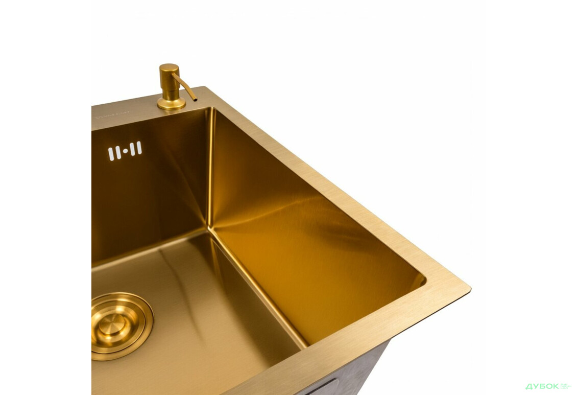 Изображение 5 - Кухонна мийка 50*50 PVD Gold Valeso Handmade (сифон круглий, 3,0/0,8) Платинум