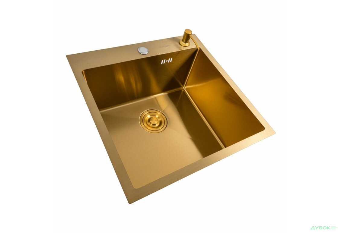 Изображение 6 - Кухонна мийка 50*50 PVD Gold Valeso Handmade (сифон круглий, 3,0/0,8) Платинум