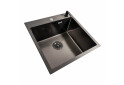 Зображення 2 - Кухонна мийка 50*50 PVD чорна DECOR Valeso Handmade (сифон круглий, 3,0/0,8) Platinum