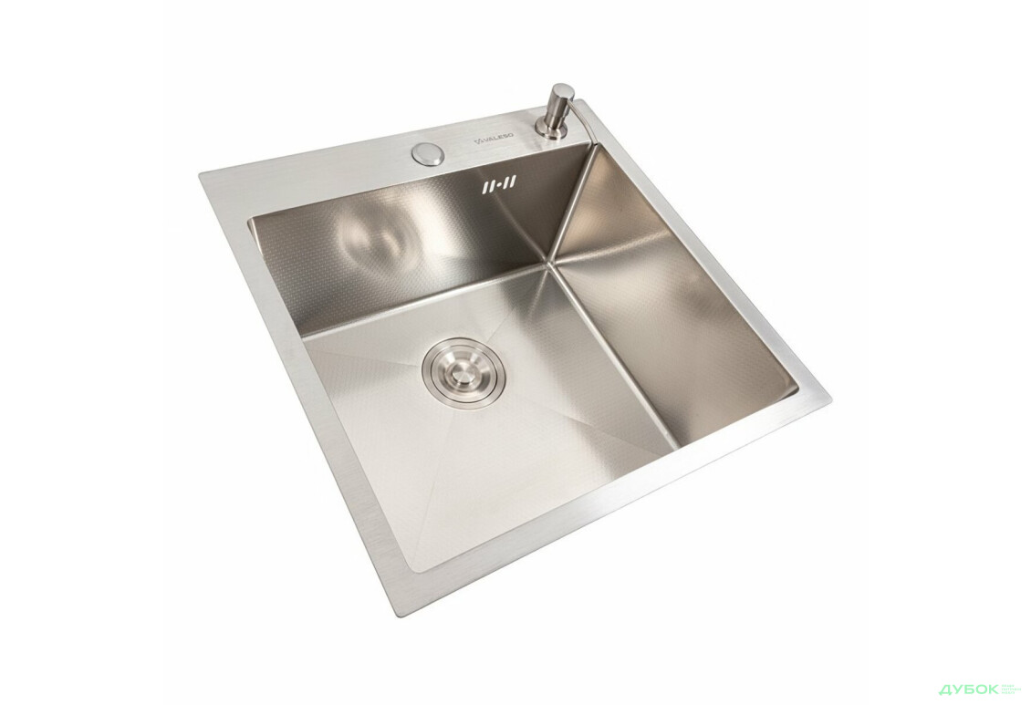 Кухонна мийка 50*50 нержавійка DECOR Valeso Handmade (сифон круглий, 3,0/0,8) Platinum