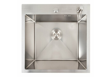 Кухонна мийка 50*50 нержавійка DECOR Valeso Handmade (сифон круглий, 3,0/0,8) Platinum