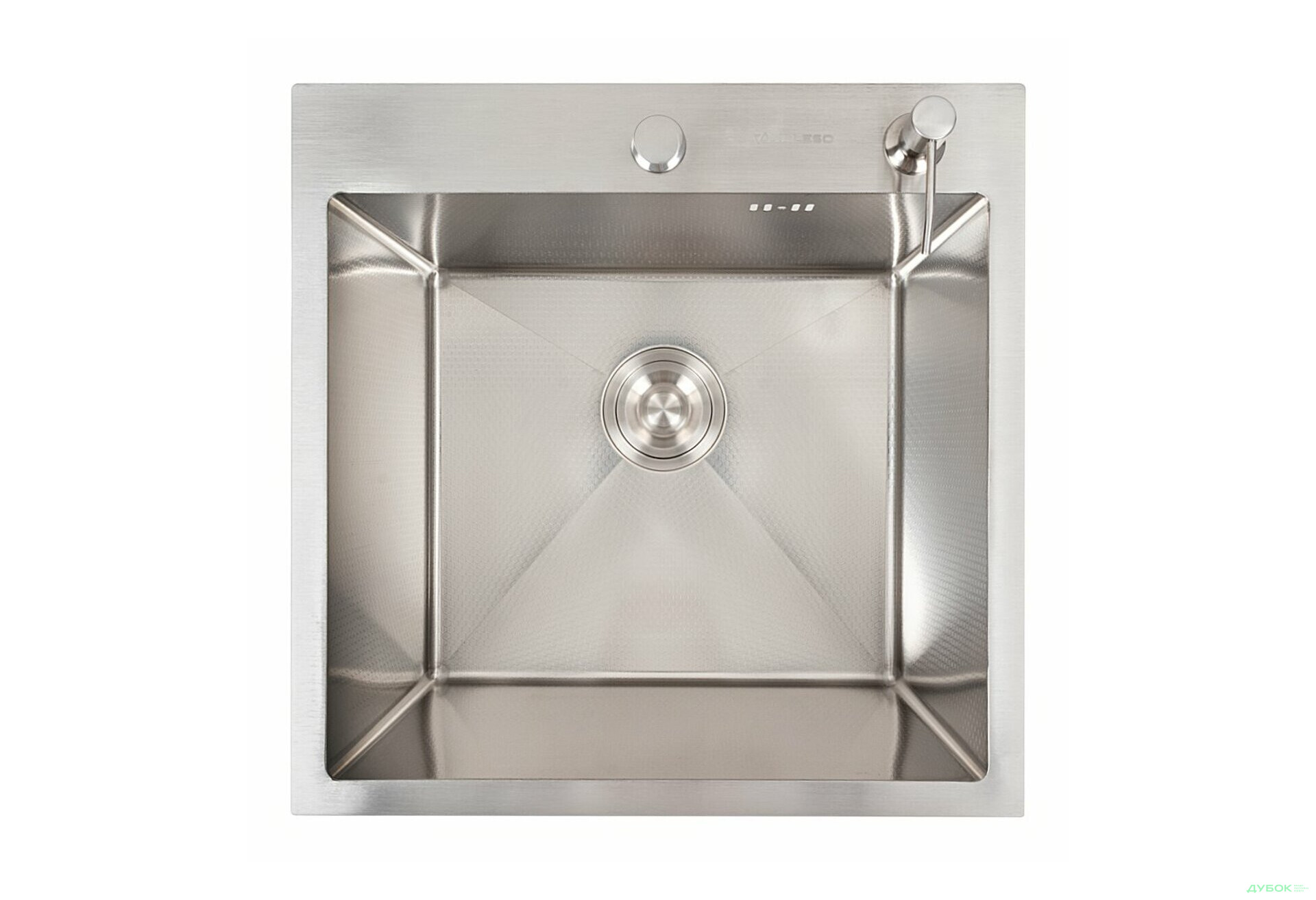 Зображення 2 - Кухонна мийка 50*50 нержавійка DECOR Valeso Handmade (сифон круглий, 3,0/0,8) Platinum