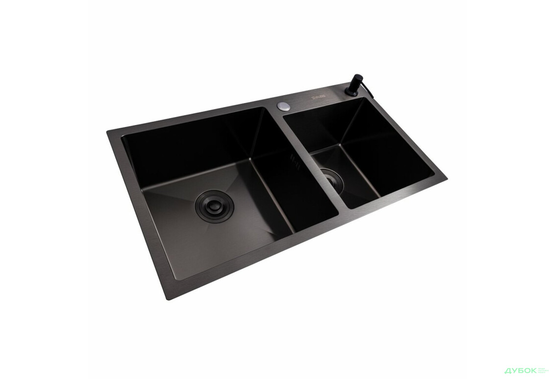 Изображение 3 - Кухонна мийка 78*43 PVD чорна на дві чаші VALESO Handmade (3.0/0.8) Платинум