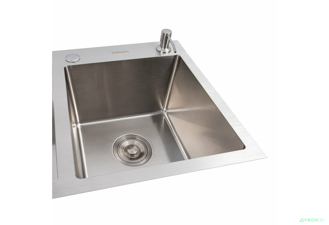 Кухонна мийка 78*43 нержавійка на дві чаші VALESO Handmade (3.0/0.8) Platinum
