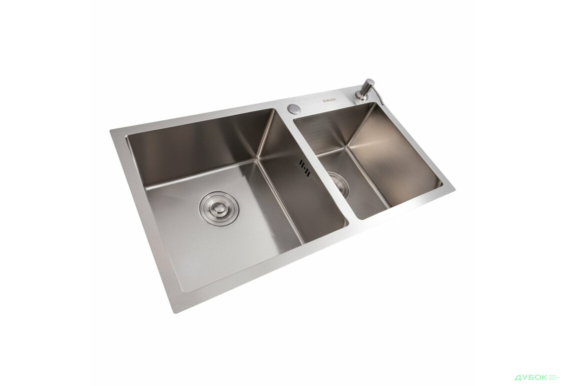 Зображення 3 - Кухонна мийка 78*43 нержавійка на дві чаші VALESO Handmade (3.0/0.8) Platinum