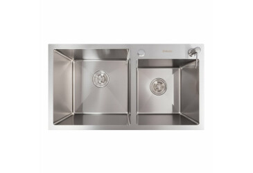 Кухонна мийка 78*43 нержавійка на дві чаші VALESO Handmade (3.0/0.8) Platinum