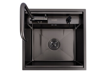 Кухонна мийка CM 50*50 прихована PVD чорна VALESO Handmade (змішувач в комплекті) Platinum