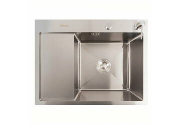 Кухонна мийка CM 65*50 R нержавійка VALESO Handmade (круглий сифон 3.0/0.8) Платинум