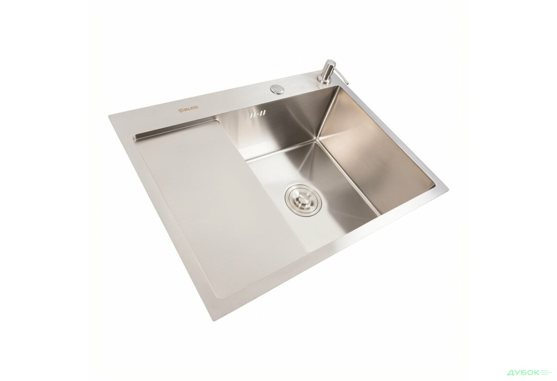 Зображення 4 - Кухонна мийка CM 65*50 R нержавійка VALESO Handmade (круглий сифон 3.0/0.8) Platinum