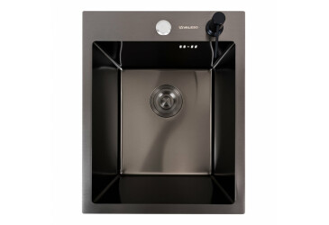 Кухонна мийка PVD чорна 40*50 VALESO Handmade (сифон крулий 3,0/0,8) Platinum