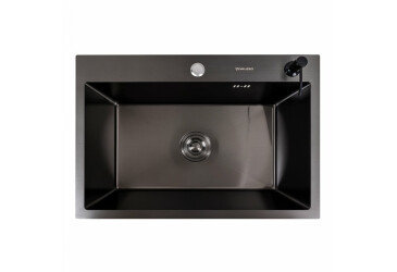 Кухонна мийка PVD чорна 65*45 Valeso Handmade (сифон круглий, 3,0/0,8) Platinum