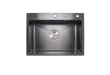 Кухонна мийка VALESO Handmade PVD 600х450х220 чорна (товщина 3,0/1,5 мм + дозатор в комплекті) Platinum