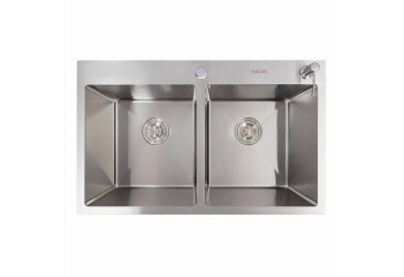 Кухонна мийка нержавійка 78*48 VALESO Handmade на дві чаші (3.0/0.8) Platinum