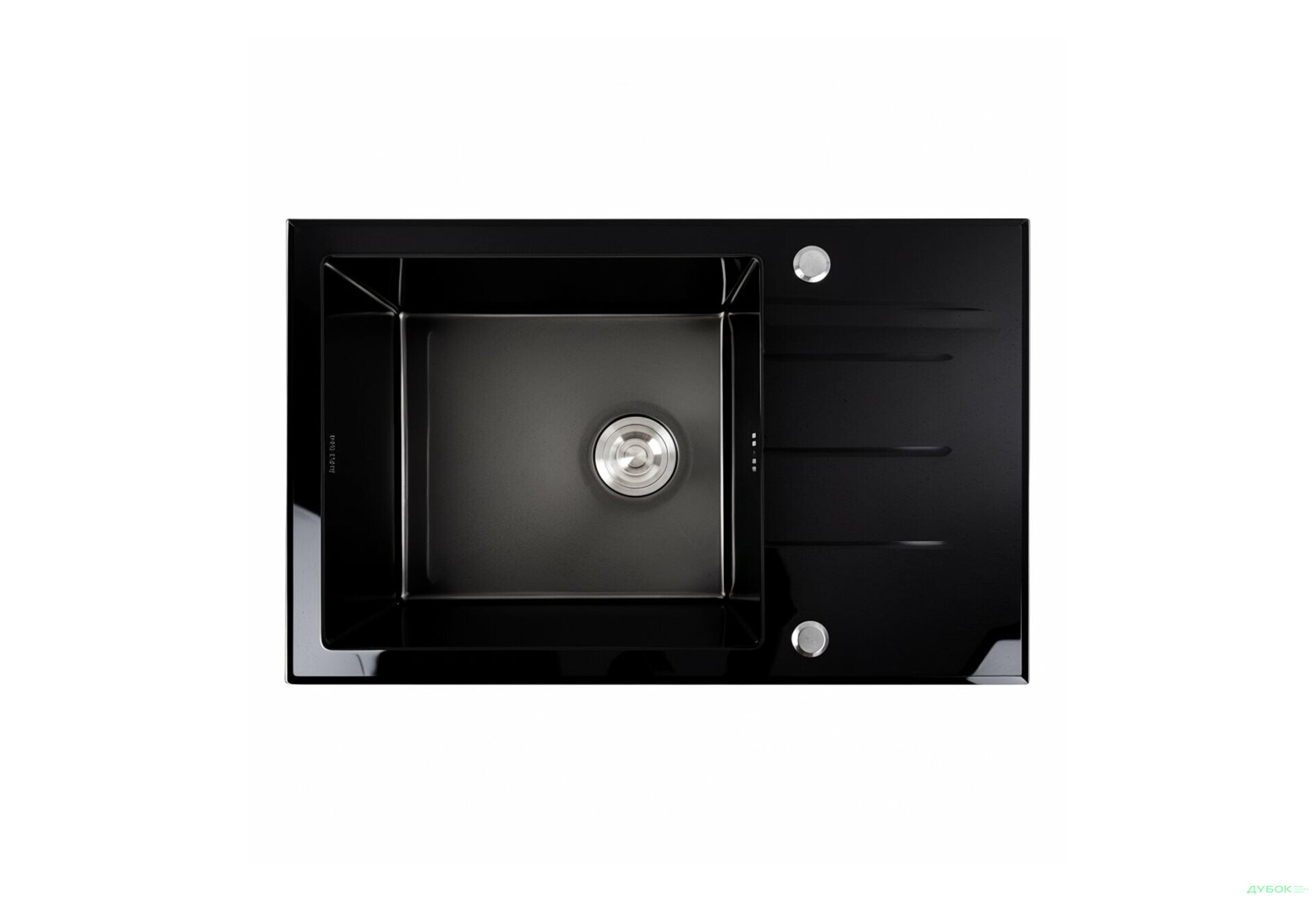 Зображення 1 - Кухонна мийка скляна CM 78*50 PVD VALESO Handmade чорна Platinum