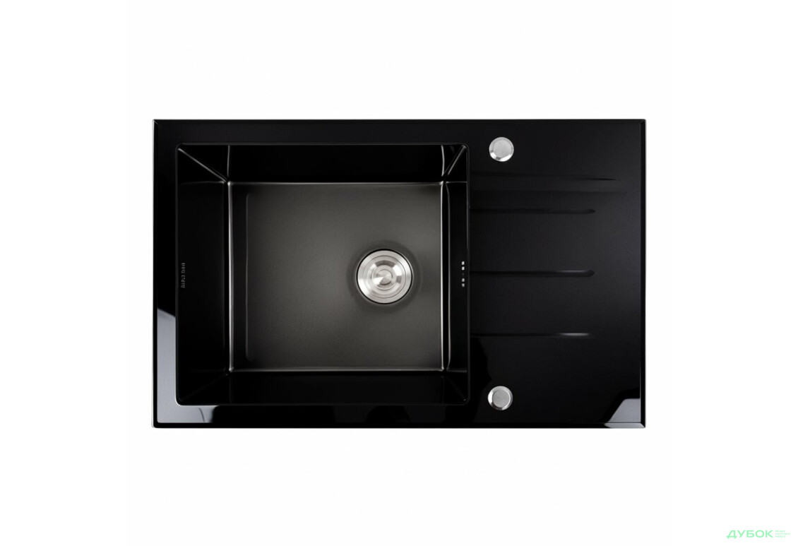 Зображення 1 - Кухонна мийка скляна CM 78*50 PVD VALESO Handmade чорна Platinum