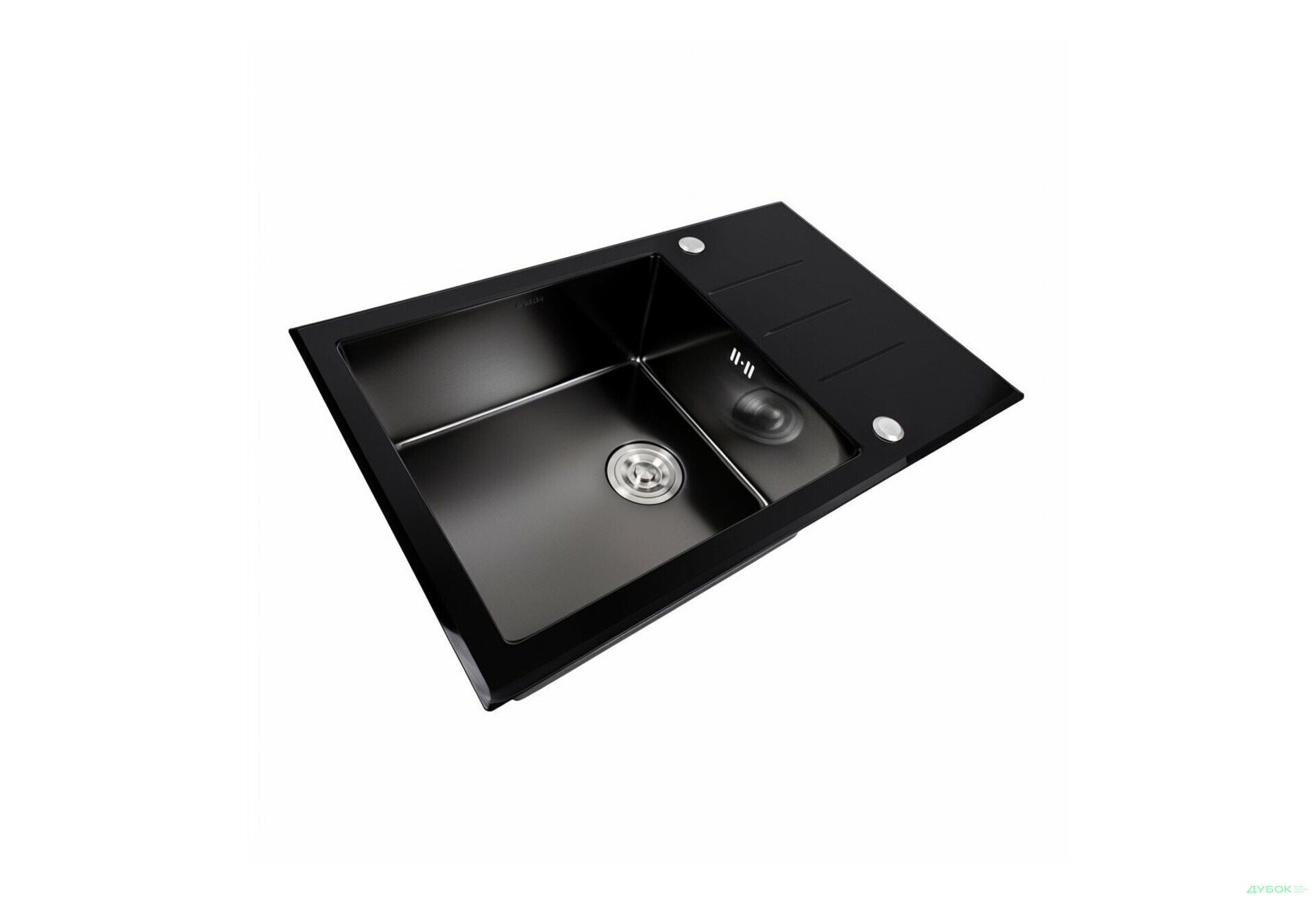 Зображення 4 - Кухонна мийка скляна CM 78*50 PVD VALESO Handmade чорна Platinum