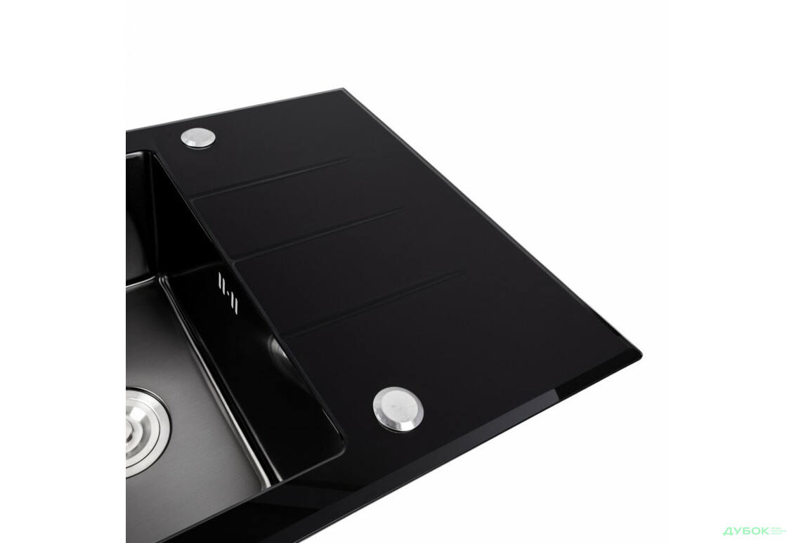 Зображення 5 - Кухонна мийка скляна CM 78*50 PVD VALESO Handmade чорна Platinum