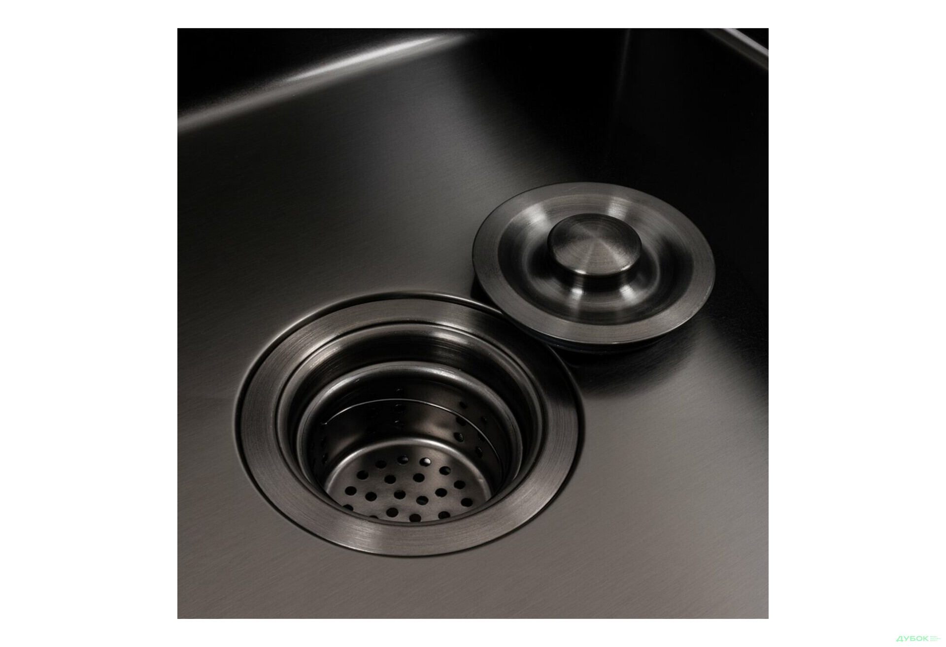 Зображення 3 - Кухонна мийка чорна 60*50 PVD VALESO Handmade (сифон круглий, 3,0/0,8) Platinum