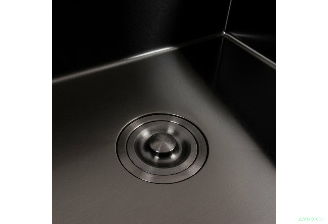 Зображення 7 - Кухонна мийка чорна 60*50 PVD VALESO Handmade (сифон круглий, 3,0/0,8) Platinum