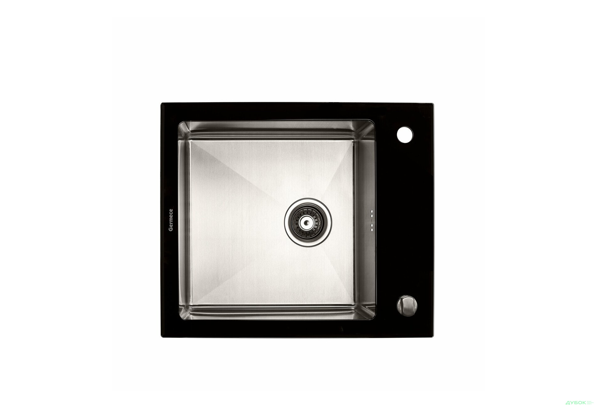 Изображение 1 - Кухонна скляна мийка Germece Handmade Black Glass (600х510х200) Платинум
