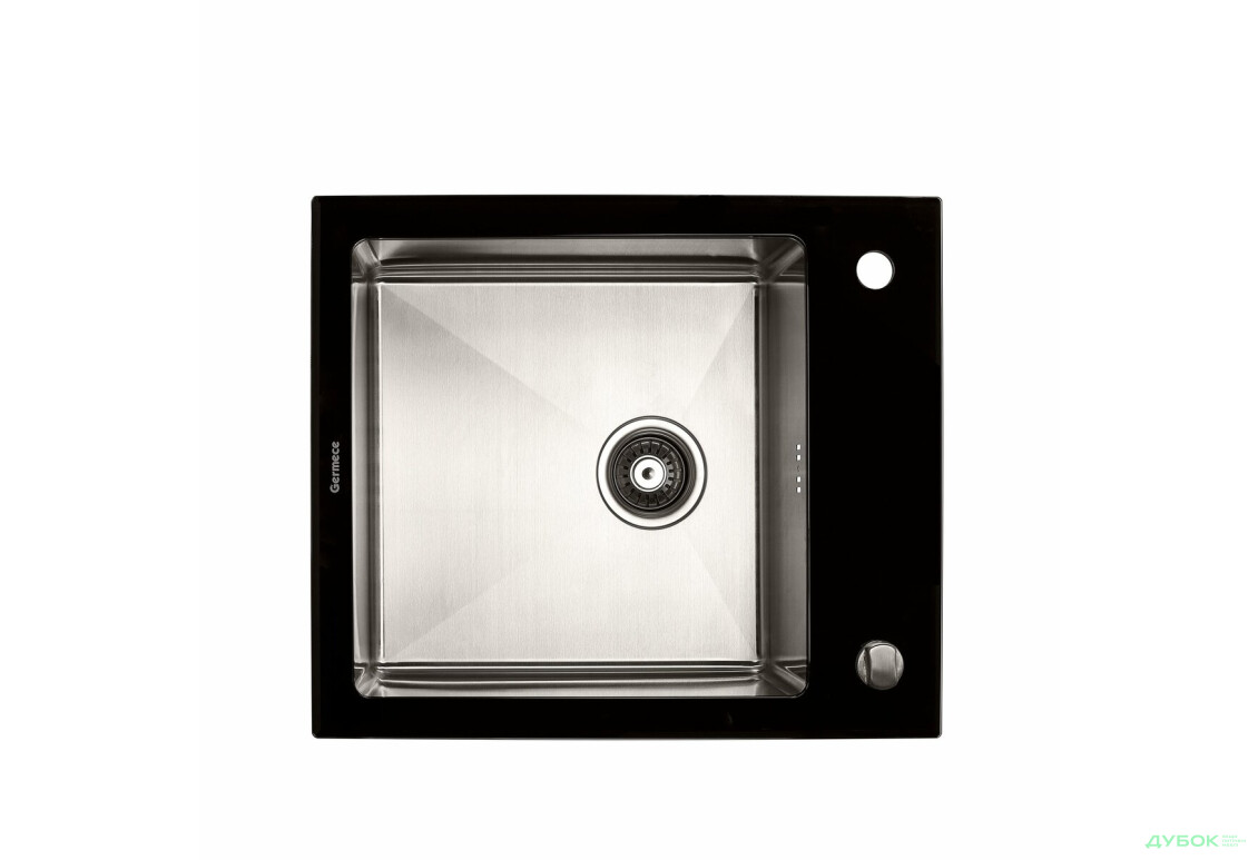 Изображение 1 - Кухонна скляна мийка Germece Handmade Black Glass (600х510х200) Платинум