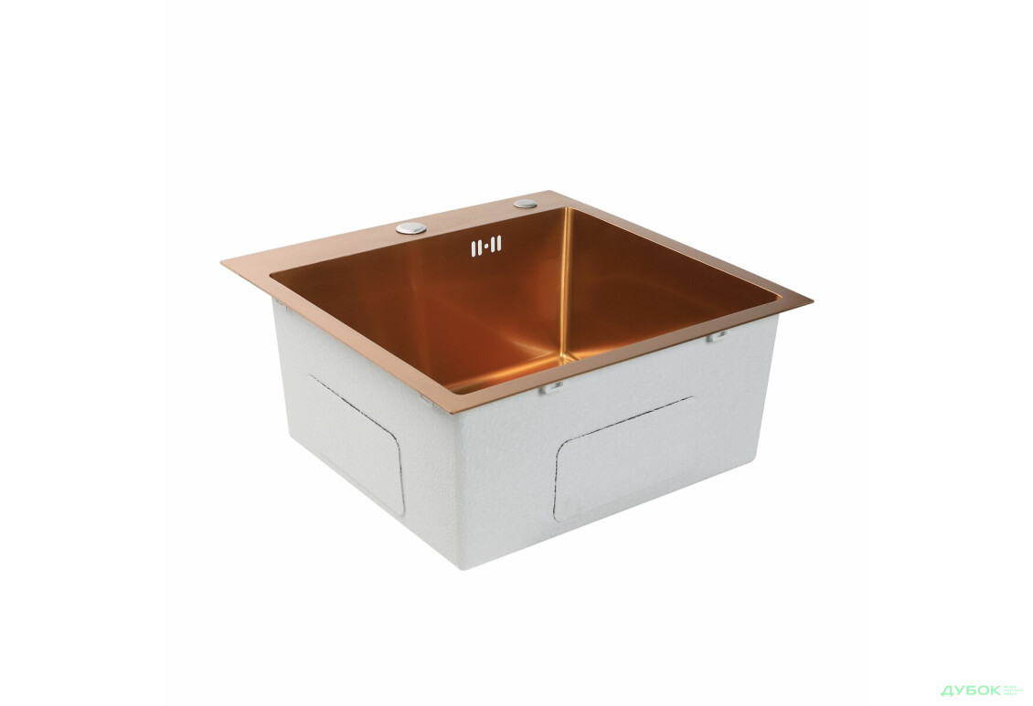 Изображение 5 - Кухонна мийка Platinum Handmade PVD мідь 500x500x220 (3,0/1,5 мм + дозатор в комплекті) Платинум