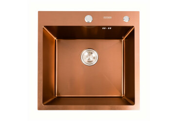 Кухонна мийка Platinum Handmade PVD мідь 500x500x220 (3,0/1,5 мм + дозатор в комплекті) Platinum