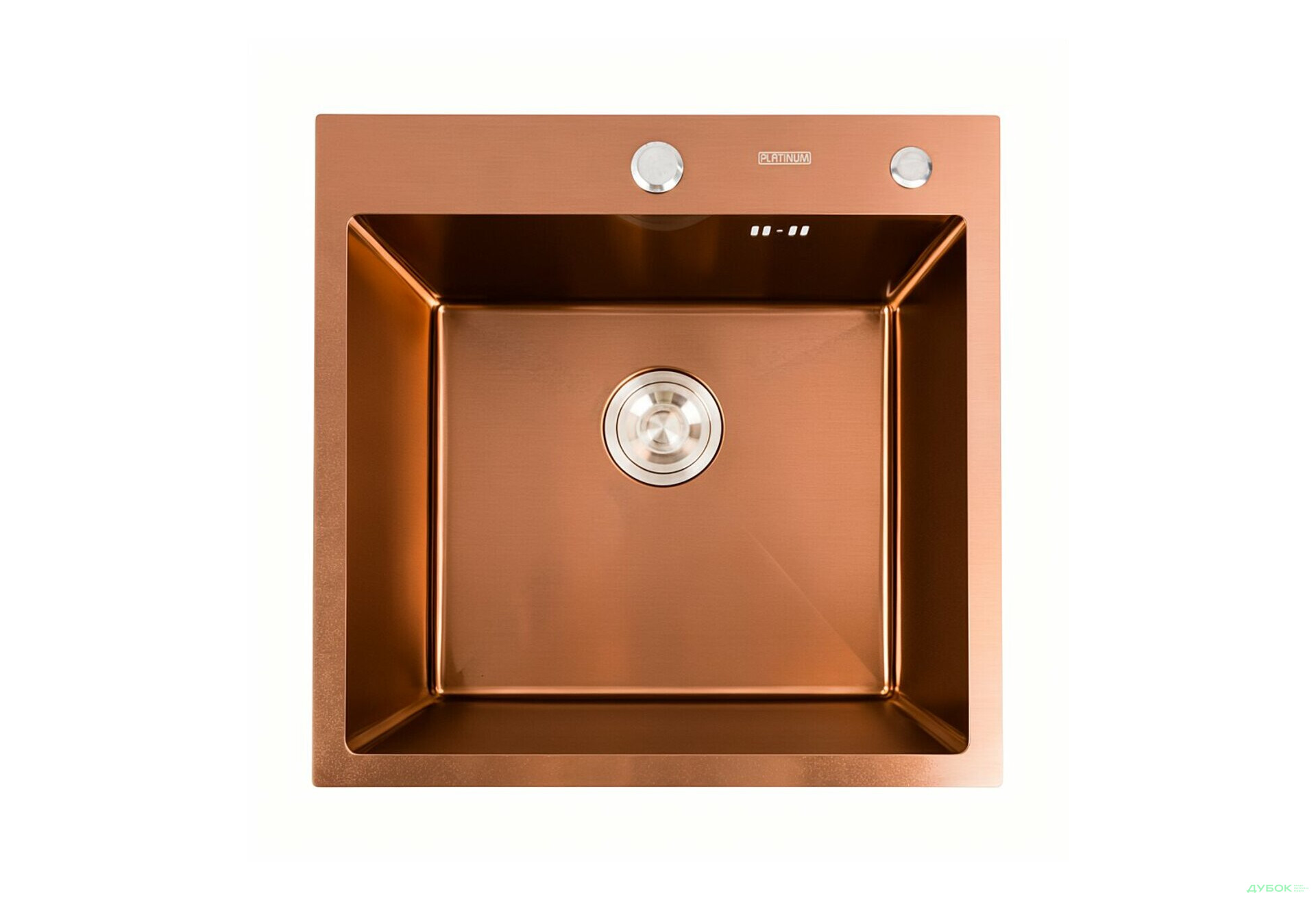 Изображение 1 - Кухонна мийка Platinum Handmade PVD мідь 500x500x220 (3,0/1,5 мм + дозатор в комплекті) Платинум
